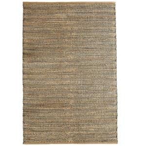 Finn Contemporary Tan/Gray 7 ft. 9 in. x 9 ft. 9 in. Handwoven Braided Natural Jute and Chenille Area Rug