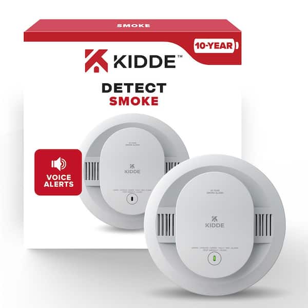 Kidde 10-Year Battery Powered Smoke Detector with Alarm LED Warning Lights and Voice Alerts