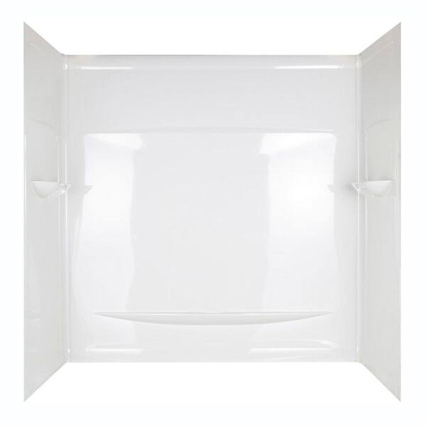 Unbranded 59 in. x 29.5 in. Interlocking Seam Bathtub Wall Set in White