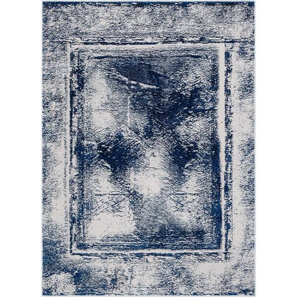Well Woven Cairo Zaynab Abstract Border Blue 7 ft. 10 in. x 9 ft. 10 in. Area Rug