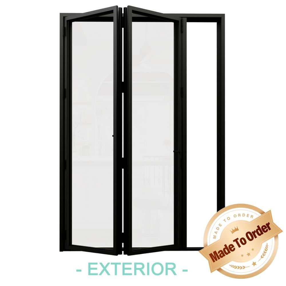 72 in. x 96 in. Left Swing/Outswing Double Tempered Glass Black Aluminum Folding Patio Door price history on PriceWatchPro