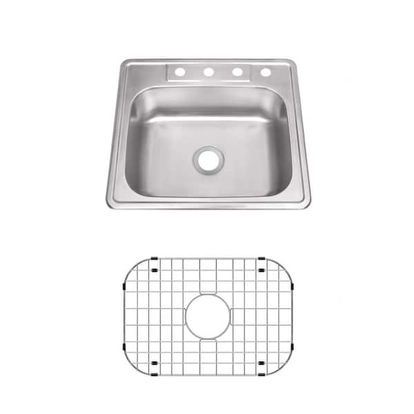 SINKDIRECT 25 in. Drop-In Single Bowl 20-Gauge Stainless Steel Kitchen Sink with Bottom Grid