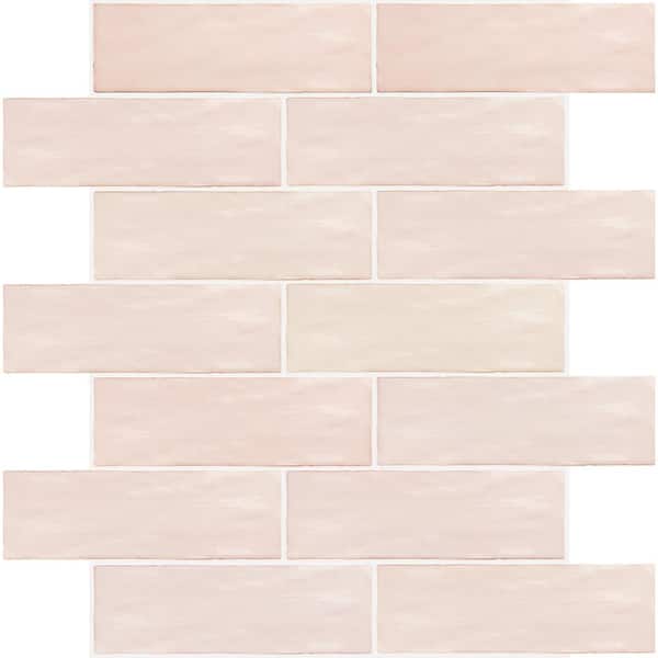 Apollo Tile Pink 2.5 in. x 8 in. Polished Ceramic Subway Tile Sample (0.13 sq. ft./Piece)