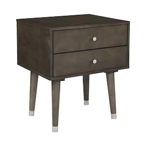 Cupertino Grey Side Table with 2-Storage Drawers