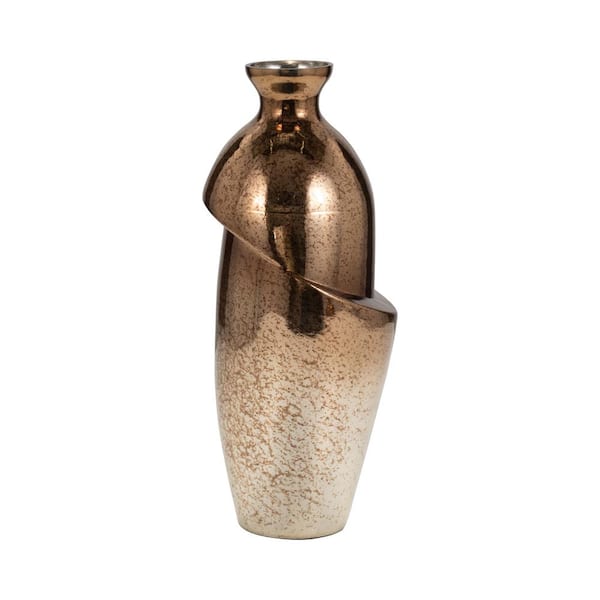 Liv & Skye 16 in. Bronze Glass Round Abstract Decorative Vase