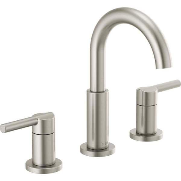 Delta Nicoli J-Spout 8 in. Widespread 2-Handle Bathroom Faucet in Stainless