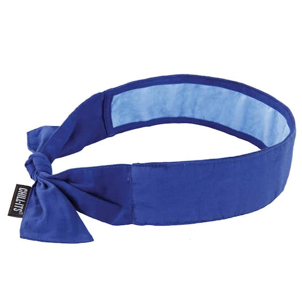 Ergodyne Chill-Its 6700CT Solid Blue Evaporative Cooling Bandana Tie with Cooling Towel