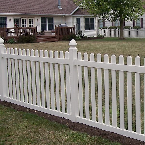 Chelsea 4 ft. H x 8 ft. W Tan Vinyl Picket Fence Panel Kit
