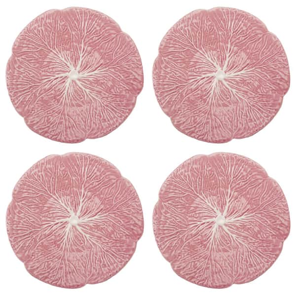 Pink Round Stoneware Cabbage Shaped Plate (Set of 4)