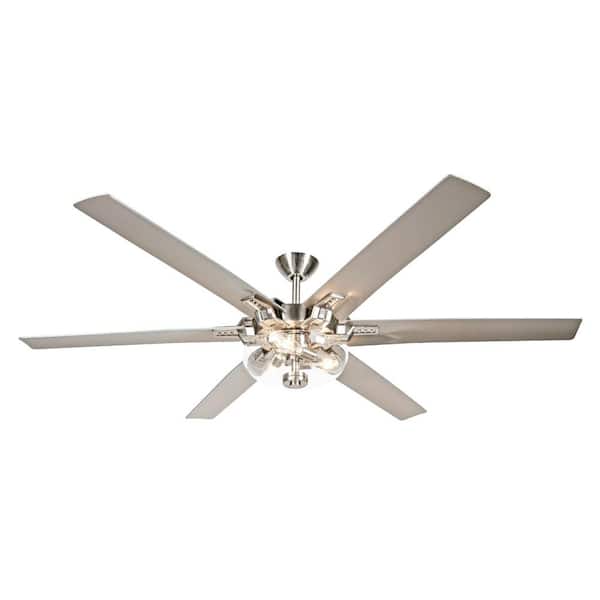 Flint GARDEN 70 in. Brushed Nickel 6-Blades Indoor Ceiling Fan with Light Kit and Remote Control