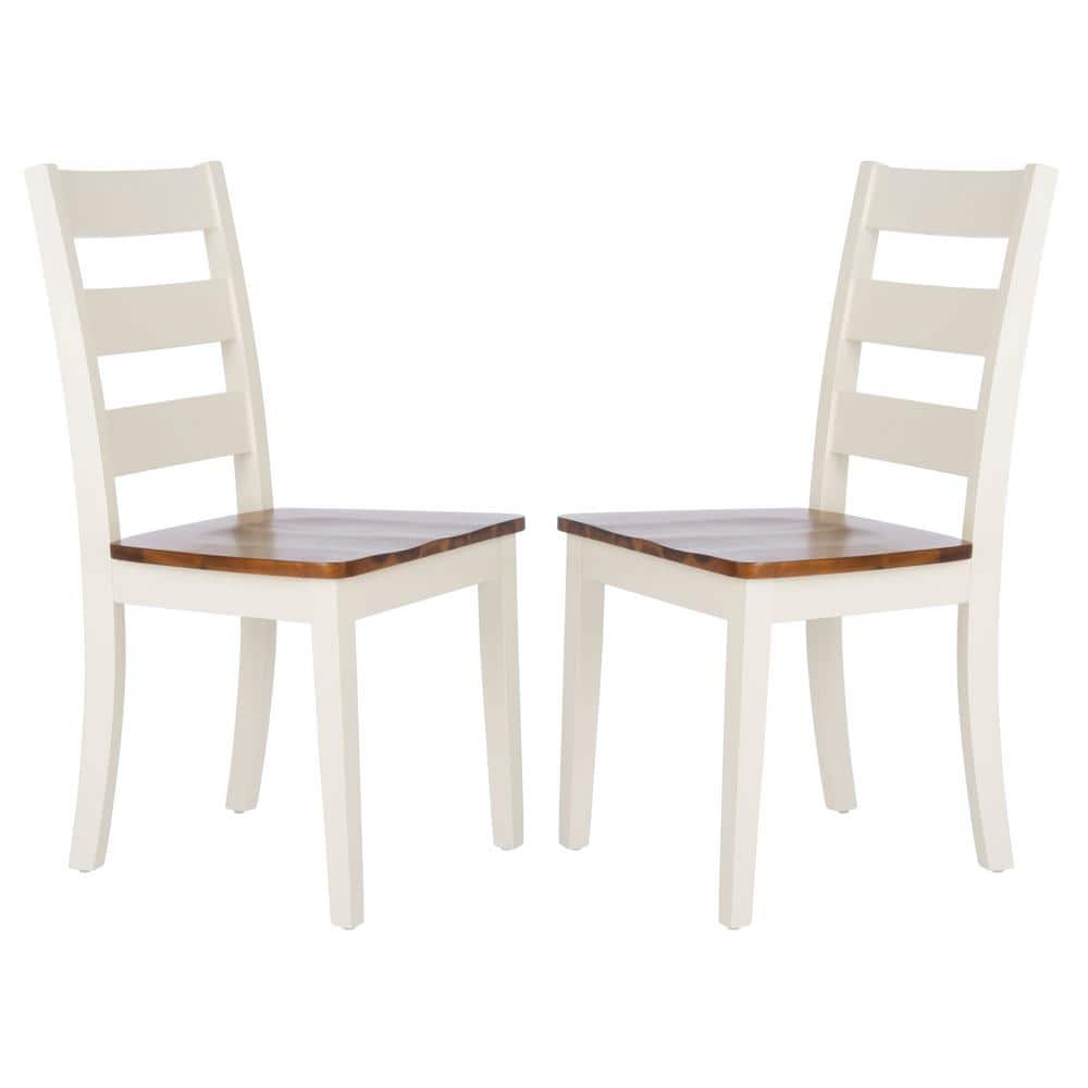 Silio White and Natural Ladder Back Dining Chairs, Set of 2