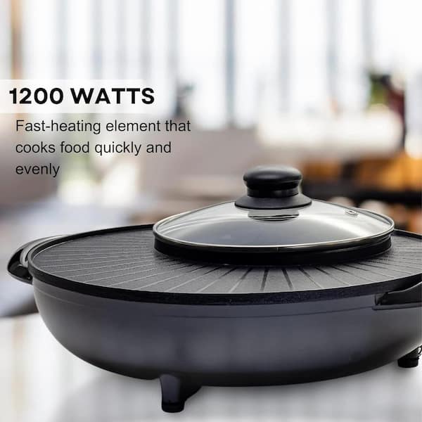  Hot Pot with Grill, Electric Hot Pot 2 in 1 Shabu Shabu Hot Pot  Korean BBQ Grill, Removable Hotpot Pot 1200W / Large Capacity Baking Tray,  Separate Temperature Control, Electric Grill