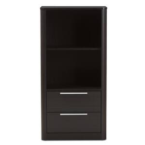 Baxton Studio 47.24 In. Dark Brown Wood 2-shelf Accent Bookcase With ...