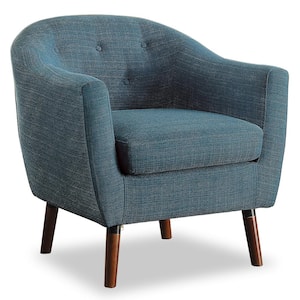 Lhasa Blue Textured Upholstery Barrel Back Accent Chair