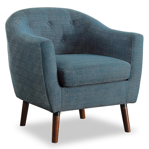 Lhasa Blue Textured Upholstery Barrel Back Accent Chair 1192BL - The ...