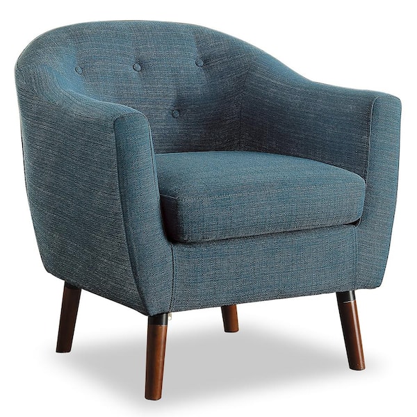 Lazzara Lhasa Blue Textured Upholstery Barrel Back Accent Chair
