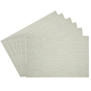 EveryTable 18 in. x 12 in. Golden Threads and Gray PVC Placemat (Set of 6)