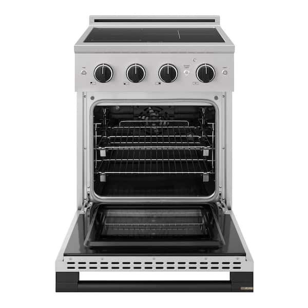 Autograph 24 in. 3.2 cu. ft. Marino Induction Range 3 Burner Elements and Convection Oven in Stainless with Matte Black