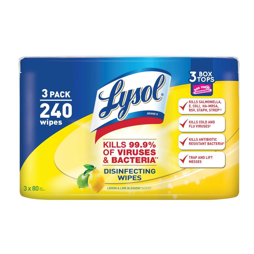 Download Lysol 80 Count Lemon And Lime Blossom Scent Disinfecting Wipes 3 Pack 84251 The Home Depot