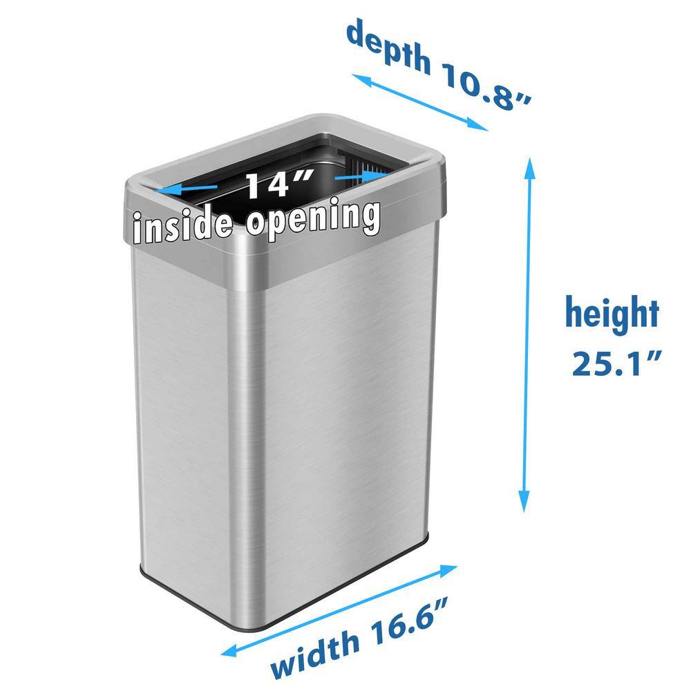 iTouchless 16 Gallon Brushed Stainless Steel Touchless Trash Can