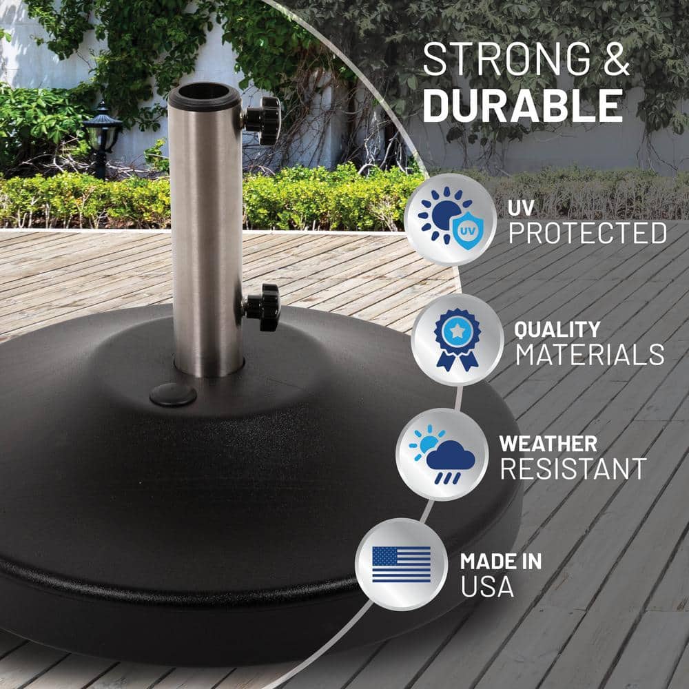 Black Metal Rolling Free-Standing Umbrella Base