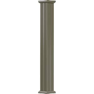 8' x 3-1/2" Endura-Aluminum Column, Square Shaft (Load-Bearing 12,000 lbs), Non-Tapered, Fluted, Clay Finish