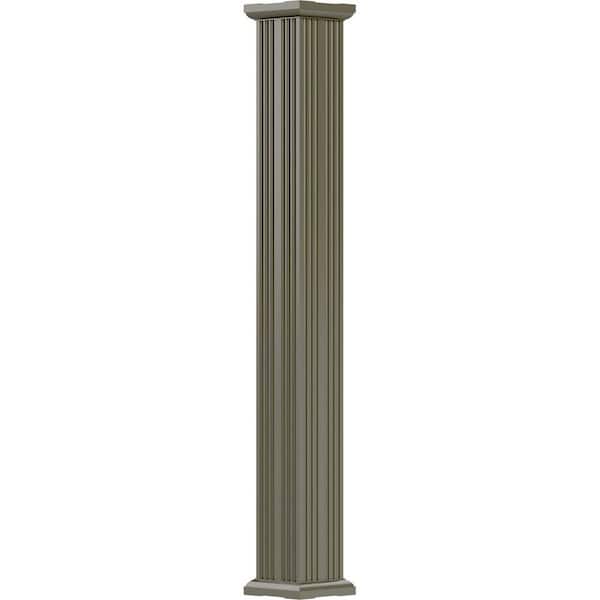 AFCO 8' x 3-1/2" Endura-Aluminum Column, Square Shaft (Load-Bearing 12,000 lbs), Non-Tapered, Fluted, Clay Finish