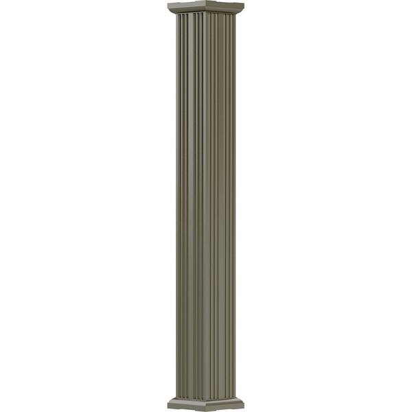 AFCO 10' x 3-1/2" Endura-Aluminum Column, Square Shaft (Load-Bearing 12,000 lbs), Non-Tapered, Fluted, Clay Finish