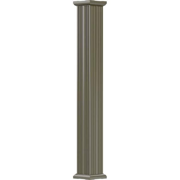 AFCO 10' x 3-1/2" Endura-Aluminum Column, Square Shaft (Post Wrap Installation), Non-Tapered, Fluted, Clay Finish