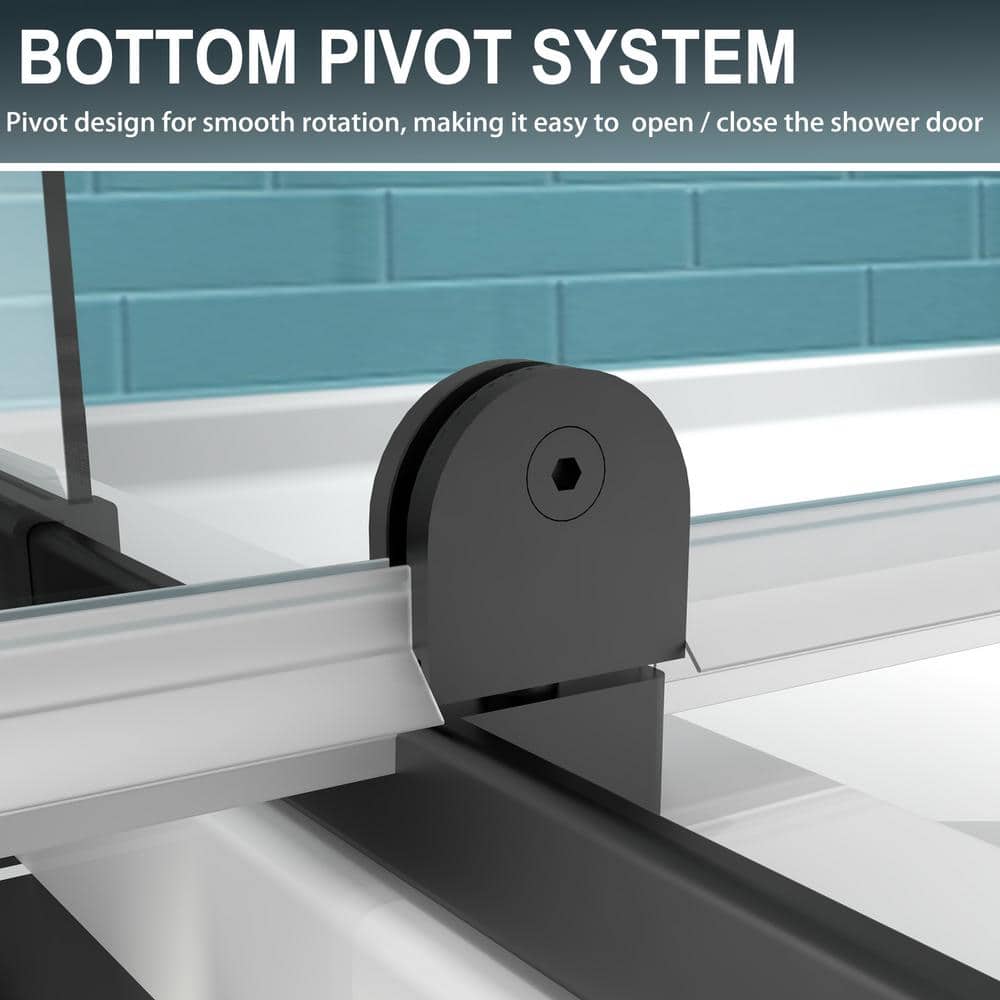 Matte Black Semi-Frameless Pivot Shower Door with Clear Glass