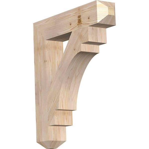 Ekena Millwork 5.5 in. x 34 in. x 30 in. Douglas Fir Merced Craftsman Smooth Bracket