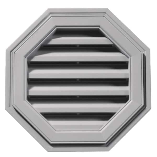 Builders Edge 18 in. x 18 in. Octagon Gray Plastic Built-in Screen Gable Louver Vent