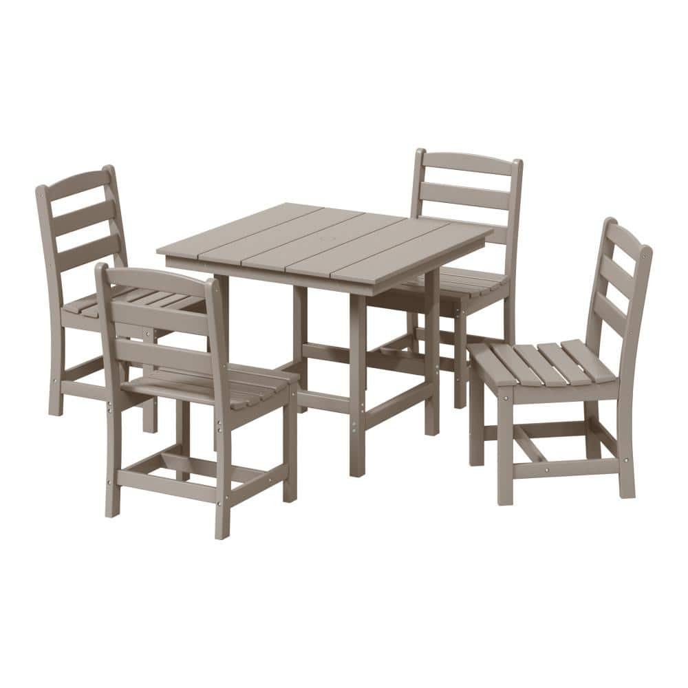 Shoreside 5-Piece All Weather HDPE Plastic Outdoor Patio Dining Set w/ Side Chairs, Weathered Wood price history on PriceWatchPro