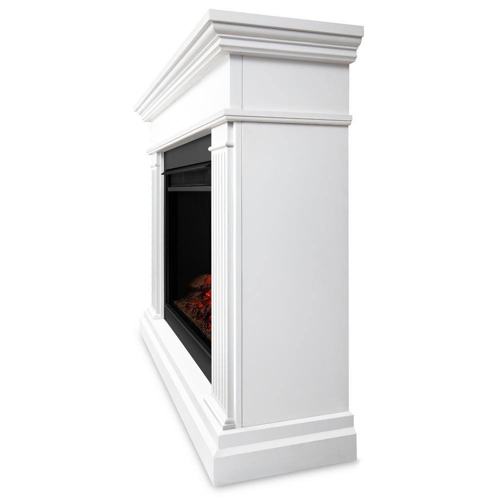 Centennial Grand 56" White Electric Fireplace with Carved Pilasters