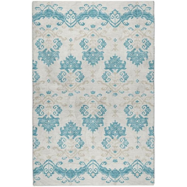 Dream Shag Premium Machine Washable Abstract ADS759 Teal 9 ft. x 12 ft. Area Rug