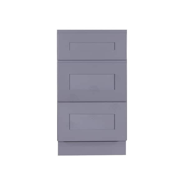 LIFEART CABINETRY Shaker Assembled 12 in. W x 21 in. D x 33 in. H Vanity Cabinet Only with 3 Drawers in Gray