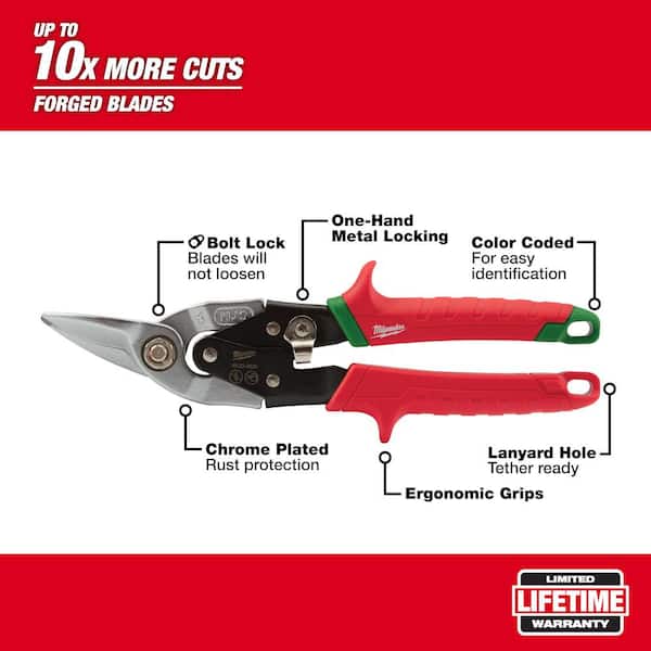 Wiss 9-3/4 in. Compound Action Straight, Left, and Right Cut Aviation Snips  M3R - The Home Depot