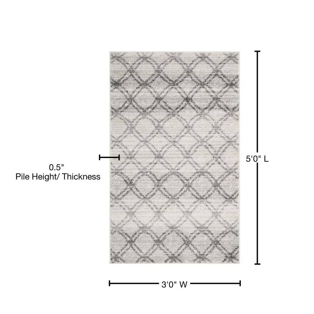 Gray Rectangular Stain-Resistant Synthetic Area Rug