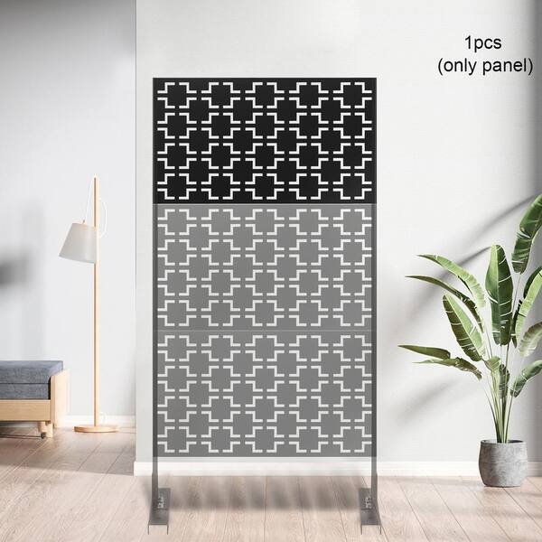 Decorative Outdoor Metal Privacy Screen Panel Checkered Pattern in Black