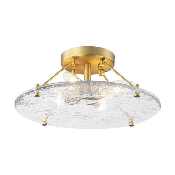 Rennnsan Cindaro 15.7 in. 4-Light Modern Brushed Gold Semi-Flush