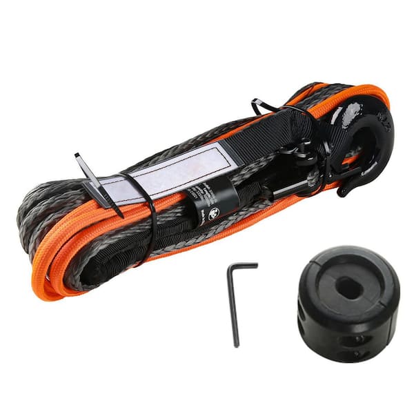 SKYSHALO Synthetic Winch Rope, 3/16 in. x 50 ft. 8,350 lbs. Synthetic Winch Line Cable Rope with Protective Sleeve Stopper