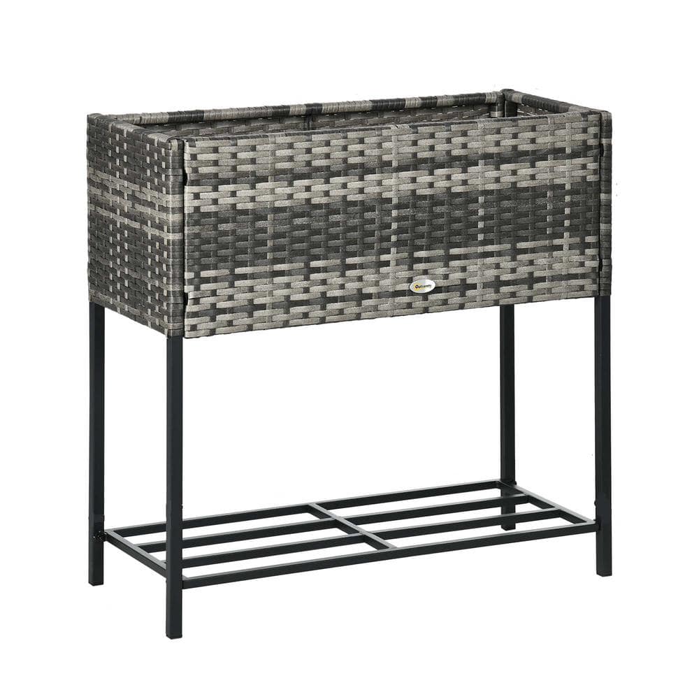 Raised Garden Bed, PET Elevated Planter Box, Tool Storage Shelf for Herbs, Vegetables, Gray price history on PriceWatchPro