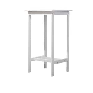 White Square Wood Bar Height Outdoor Dining Table