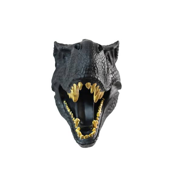 Black 9.05 in. x 13.58 in. Dinosaur Head Sculpture Resin Wall Mounted Ornament