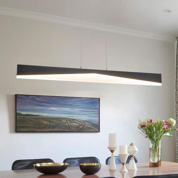 LLHZSY 39. 57inch. 1-Light Black Linear Integrated LED Kitchen Island Pendant Light