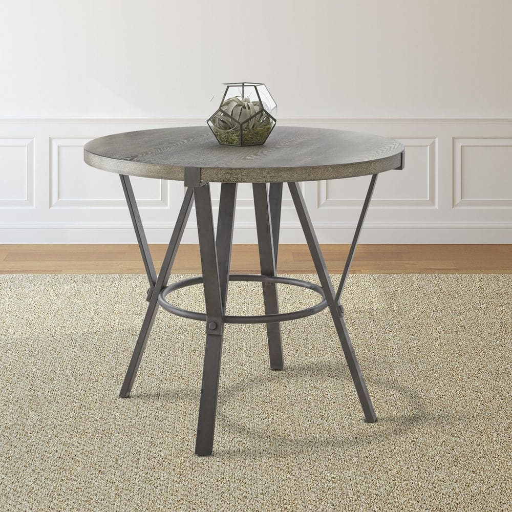 Contemporary Gray Wood 42" Round Counter Height Table
