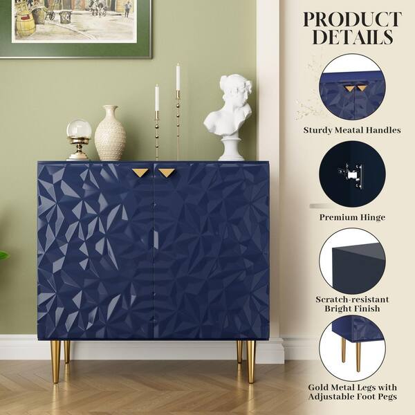 Clihome 15.75-in W x 31.93-in H Mdf Navy Freestanding Utility Storage Cabinet