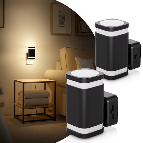 1-Light Dimmable Plug-In Night Light 0–100LM Soft White with Dusk to Dawn Sensor for Bedroom Hallway(4-Pack)