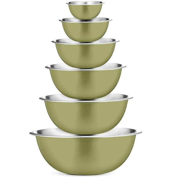 Aoibox 8 Quarts Stainless Steel Mixing Bowls Assorted Set of 6, Green