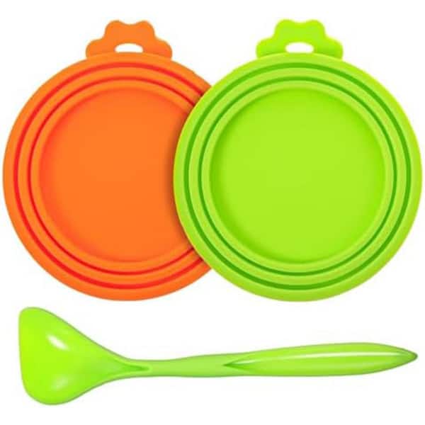 Unbranded Universal Silicone Can Lids and Scoop Set 3 Pcs Reusable Pet Food Covers for Cat Dog Food Storage